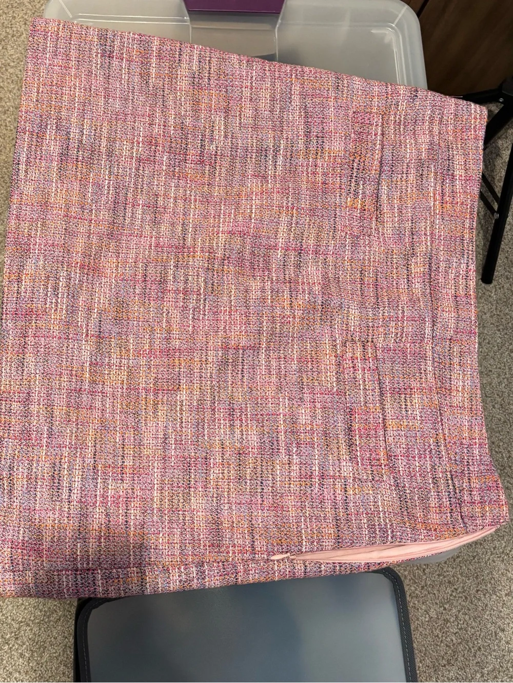 LOFT Pink Multi-Color Tweed Mini Skirt